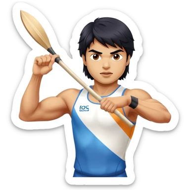Neeraj Chopra throwing javelin, Indian Olympic gold medalist athlete in action sticker