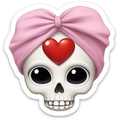 skull with love heart eyes and feminine headpiece sticker