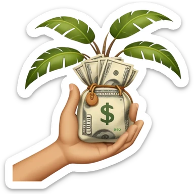 A hand with a bag of money on the pal sticker