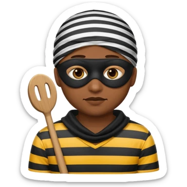 A theif robber emoji,Stripped shirt,eye mask, black head. sticker