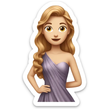 hazelnut-haired girl in a long glamour dress sticker