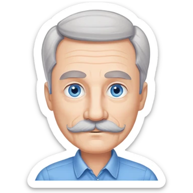 60 year old man , blue eyes, mustash and grey hair  sticker