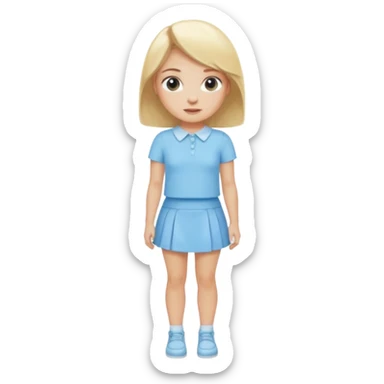 blonde woman wearing a baby blue mini skirt and a baby blue shirt sticker