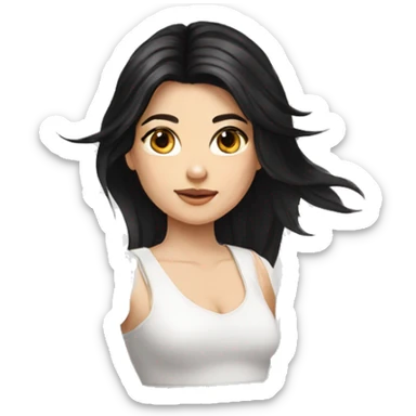 white-girl-with-long-black-hair-wearing-white-crop-top sticker