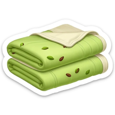 Green pistachio color with white folded blankets  sticker