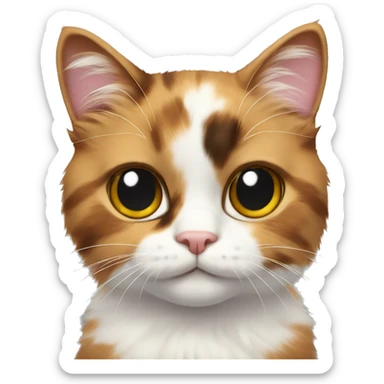 calico cat with white chest fluffy big eyes sticker