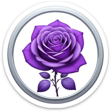Purple shadow rose silver circle plaque sticker