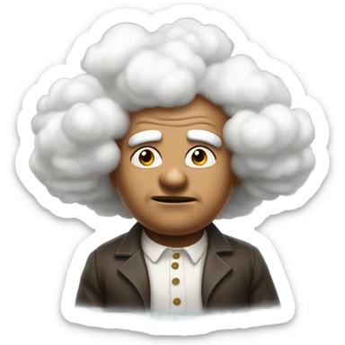 White, angry little Oompa Loompa blowing big clouds sticker