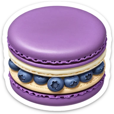 A macaron with purple cream and blueberries sticker