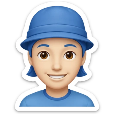 Mavi şapkalı gülen yüz sticker