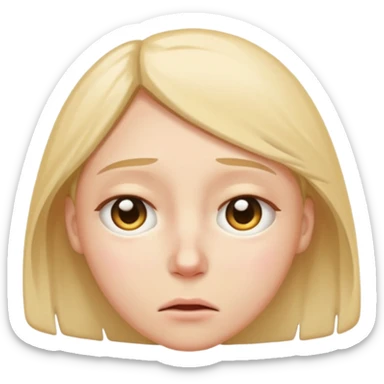 face with drained expression, drooping eyelids, small sweat drop, representing burnout, iOS emoji style sticker