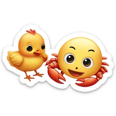 Baby chicken and sea crab sticker