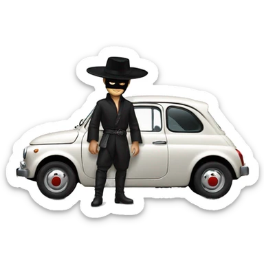 Zorro en Fiat 500 sticker