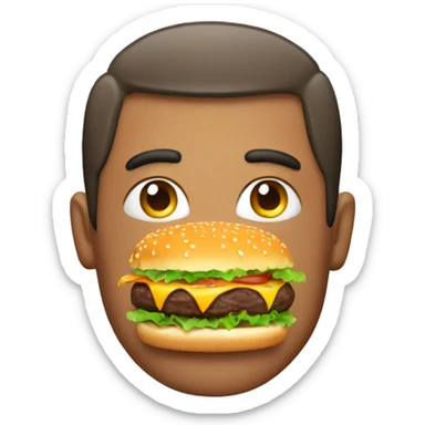 Burger with man’s face on  sticker