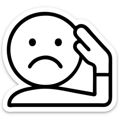 sad face giving a military salute, icon style sticker