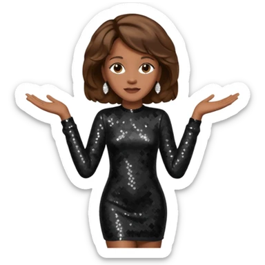Whitney Houston with brown hair, black sequin long sleeve dress sticker