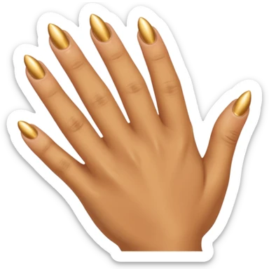 Tan skin hand with really short gold nails sticker