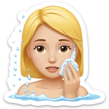 a female washing  her face sticker