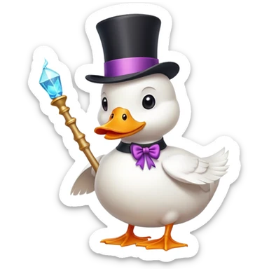 White Duck with top hat and magic stick sticker