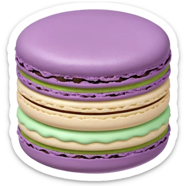 Realistic pastel purple macaroon with pastel green and pastel white fillings sticker