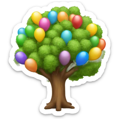 Tree with birthday balloons sticker