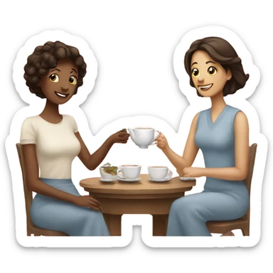 Woman with couple od tea sticker