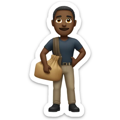 Black man holding a blag bag sticker