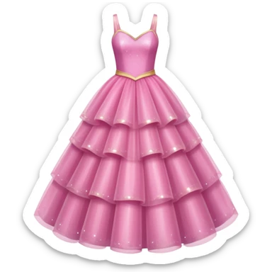 A pink glittering princess gown with layered tulle skirt.



























 sticker