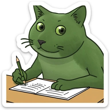cat taking an exam sticker