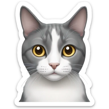 grey and white tuxedo cat with hazel eyes sticker
