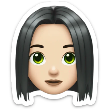 billie eilish with black hair and green roots sticker