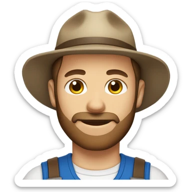 Male farmer, short thin beard (brown hair and BLUE eyes) sticker
