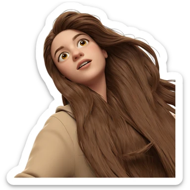 girl with long brown hair sticker