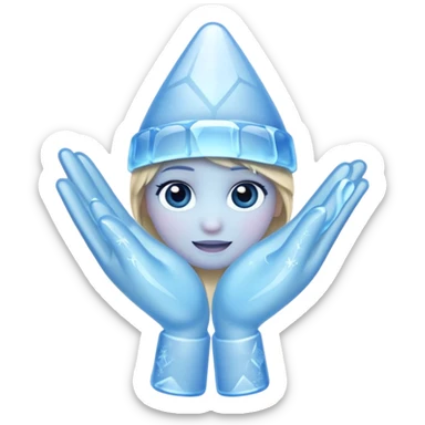 hat tip emoji (i.e. just a hat with a hand, tipping the hat), with a frozen hand sticker