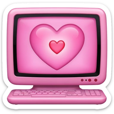Pink computer with a little heart in the middle sticker