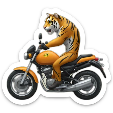 Tigre montando en moto sticker