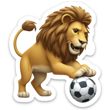 Sad lion playing football sticker