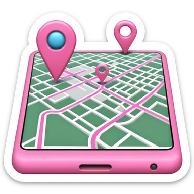 mix pink of a big gps map of the lines sticker