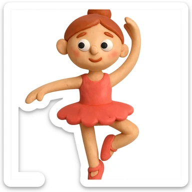 claymation style girl doing ballet sticker