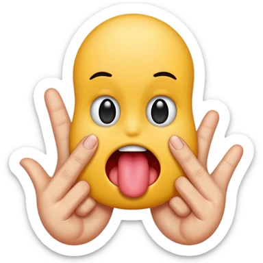 Tongue sticking out between fingers sticker