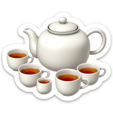 Chinese tea set with small teapot and cups for Kung Fu tea ceremony, emoji style sticker