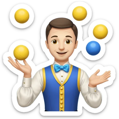 circus juggler zelensky juggling two balls blue and yellow sticker