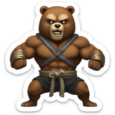muscle ninja bear sticker