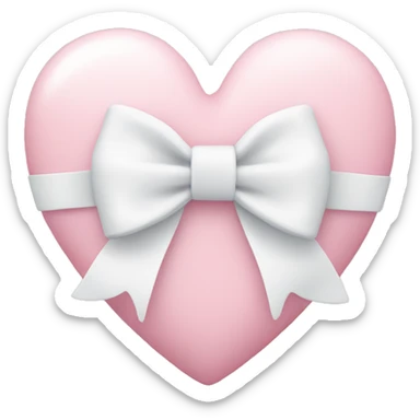 Pastel pink heart with white bow sticker
