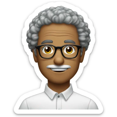 man in his 20s with broccoli hair and glasses kissing an aged man sticker