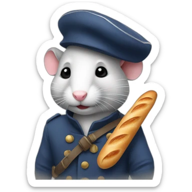 a French rat with a beret and a baguette who makes the revolution sticker