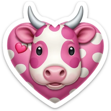 Pink cow spot print heart sticker