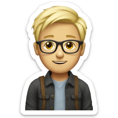 blond boy cute with glasses sticker