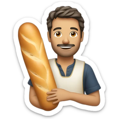 french man holding a baguette sticker