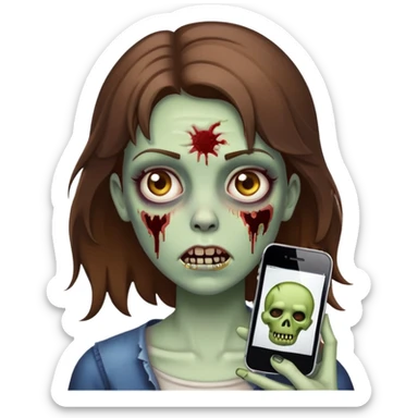 create a zombie girl with brown hair emoji iphone sticker
